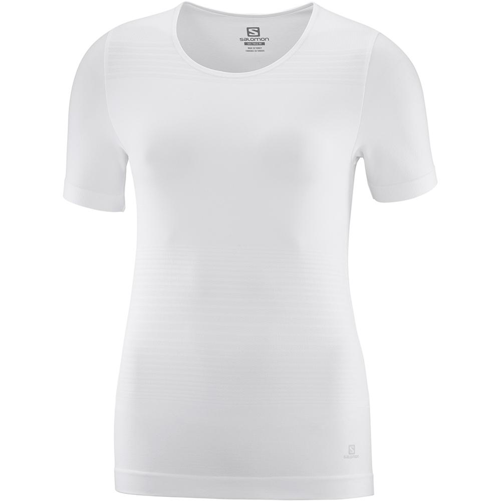 Salomon Singapore Womens T-shirts - ELEVATE MOVE'ON W White | 93572-JLMX